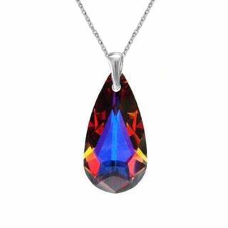 Elegantný prívesok Swarovski elements slzy modročervený VOLCANO 24mm