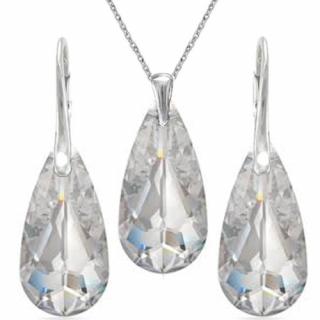 Elegantný set Swarovski elements slzy číry Crystal 24mm