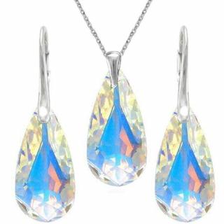 Elegantný set  Swarovski elements slzy dúhový CRYSTAL AB 24mm
