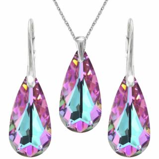 Elegantný set  Swarovski elements slzy fialový CRYSTAL Vitrail Light 24mm
