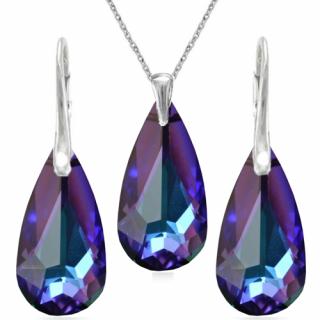 Elegantný set Swarovski elements slzy fialový HELIOTROPE 24MM