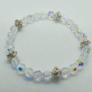 Krásny dúhový náramok Swarovski elements Crystal AB s rondelkami