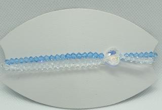 Krásny modročíry náramok Swarovski elements Xilion Aquamarine a Crystal