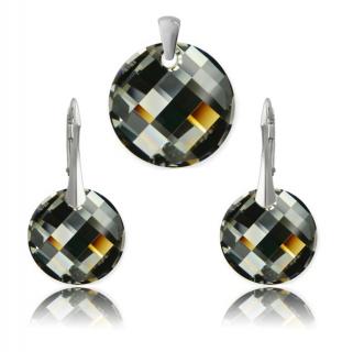 Krásny set  Swarovski elements Twist čierny 18mm SILVERNIGHT