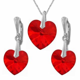 Nádherný set Swarovski elements srdce červený SIAM 14mm