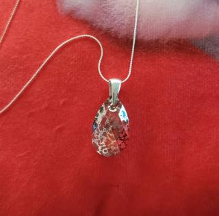 Náhrdelník Swarovski elements hruška Crystal Rose Patina 28mm