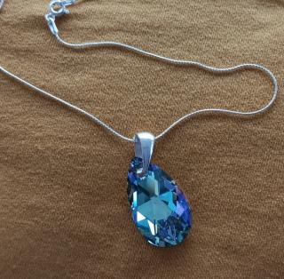 Náhrdelník Swarovski elements hruška fialová - Vitrail Light 28mm