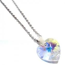 Náhrdelník Swarovski elements srdce dúhové - Crystal AB 18mm