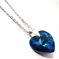 Náhrdelník Swarovski elements srdce modré - Bermuda Blue 18mm