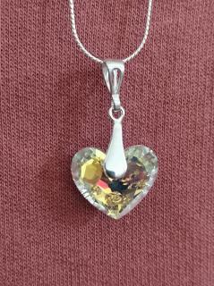 Náhrdelník Swarovski elements srdce Truly in Love Crystal AB18mm