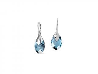 Náušnice Swarovski elements Cap pear 16 mm modré AQUAMARINE AB