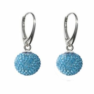 Náušnice Swarovski elements Discoball 8 mm modré Aquamarine