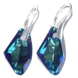 Náušnice  Swarovski elements  Galactic modré BERMUDE BLUE 19mm