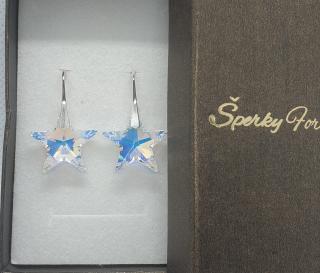 Náušnice Swarovski elements Hviezdy dúhové - Crystal AB 20mm