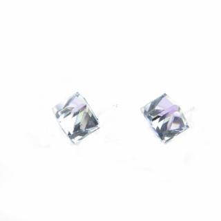 Náušnice Swarovski elements kocky 6 mm fialové Vitrail Light – napichovačky