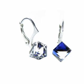 Náušnice Swarovski elements  kocky 6 mm modré BERMUDA BLUE