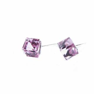 Náušnice Swarovski elements kocky 6 mm ružové LIGHT ROSE – napichovačky