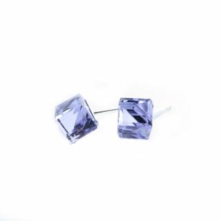 Náušnice swarovski elements kocky 8 mm fialové VIOLET – napichovačky