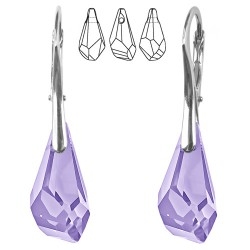 Náušnice Swarovski elements polygon drop fialové - Light amethyst 13mm