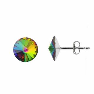 Náušnice Swarovski elements Rivoli 10 mm zelené Crystal Vitrail Medium – napichovačky