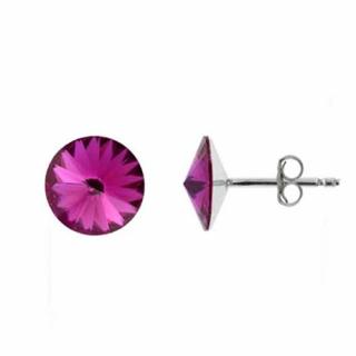Náušnice swarovski elements Rivoli 6 mm fialové FUCHSIA – napichovačky