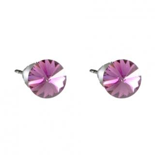 Náušnice swarovski elements Rivoli 6 mm fialové VIOLET – napichovačky