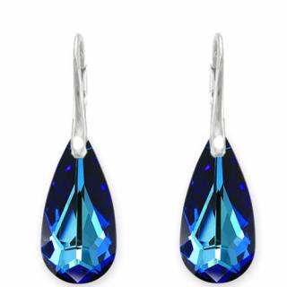 Náušnice  Swarovski elements slzy modré BERMUDE BLUE 24mm