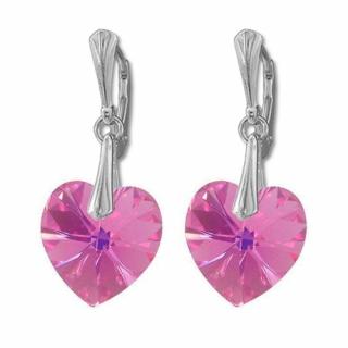 Náušnice Swarovski elements srdce 14,4x14 mm ružové ROSE AB