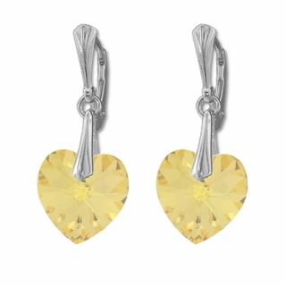 Náušnice Swarovski elements  srdce 14,4x14 mm zlaté GOLDEN SHADOW