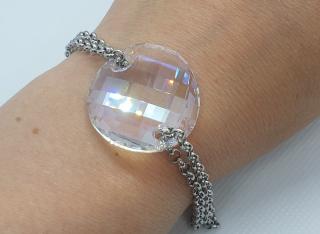 Oceľový náramok s ozdobou Swarovski element Twist biela Moonlight 28mm