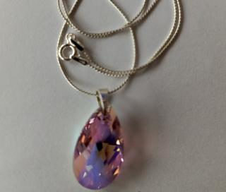 Prívesok Swarovski elements hruška fialový LIGHT AMETHYST 22mm