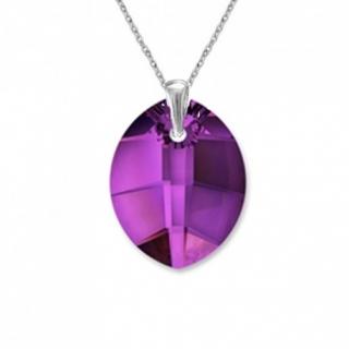 Prívesok Swarovski elements listy fialový AMETHYST 23mm