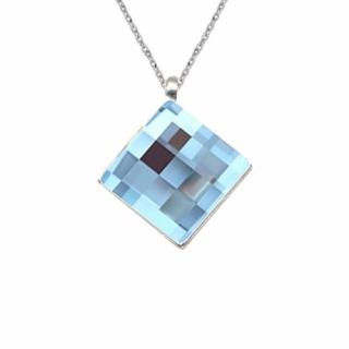 Prívesok Swarovski elements šachovnicový štvorec modrý 12 mm Aquamarine