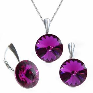 Set Swarovski elements Rivoli 12 mm fialový FUCHSIA