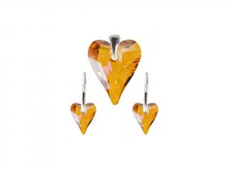 Set Swarovski elements srdce CRAZY oranžový Astral Pink 12mm