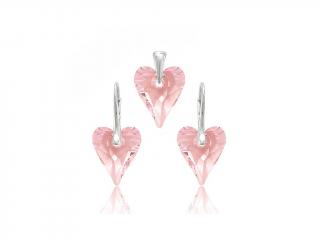 Set Swarovski elements srdce CRAZY ružový Rosaline 12mm