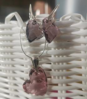 Set Swarovski elements srdce Devoted2U ružový ANTIQUE PINK 17mm