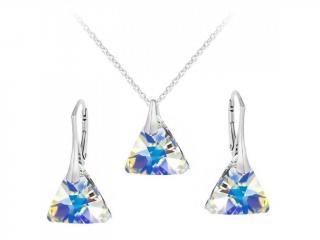Strieborná súprava Triangle - Swarovski elements dúhová Crystal AB 12mm