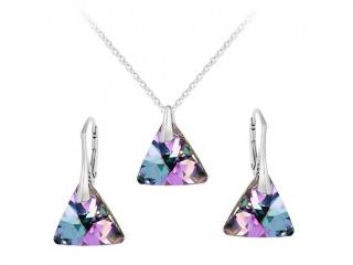 Strieborná súprava Triangle - Swarovski elements fialové Vitrail Light 12mm