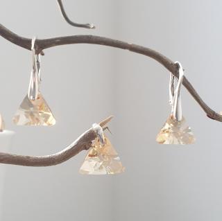 Strieborná súprava Triangle - Swarovski elements zlatá Golden Shadow 12mm