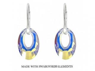 Strieborné náušnice Swarovski elements Helios dúhové Crystal AB 20mm