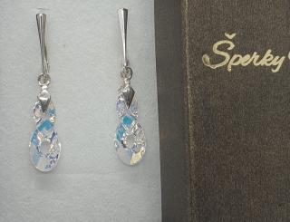 Strieborné náušnice Swarovski elements Infinity dúhové Crystal AB 18mm