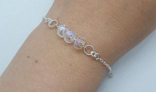 Strieborný náramok s ozdobou Swarovski Briolette dúhová Crystal AB