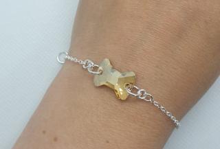 Strieborný náramok s ozdobou Swarovski mašľa zlatá Metallic Sunshine