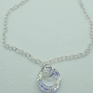 Strieborný náramok s príveskom Swarovski Cosmic Ring vo farbe dúhovej Crystal AB