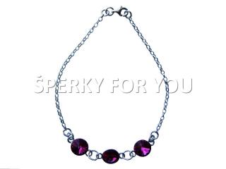 Strieborný náramok Swarovski elements Rivoli ružový fuchsia
