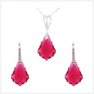 Strieborný set Baroque - Swarovski elements červené Ruby 16mm
