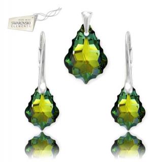 Strieborný set Baroque - Swarovski elements zelené Crystal Sahara 16mm