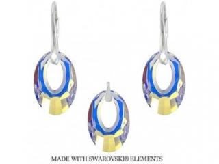 Strieborný set Swarovski elements dúhový Helios Crystal AB 20mm