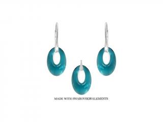 Strieborný set Swarovski elements modrý Helios Indicolite 20mm
